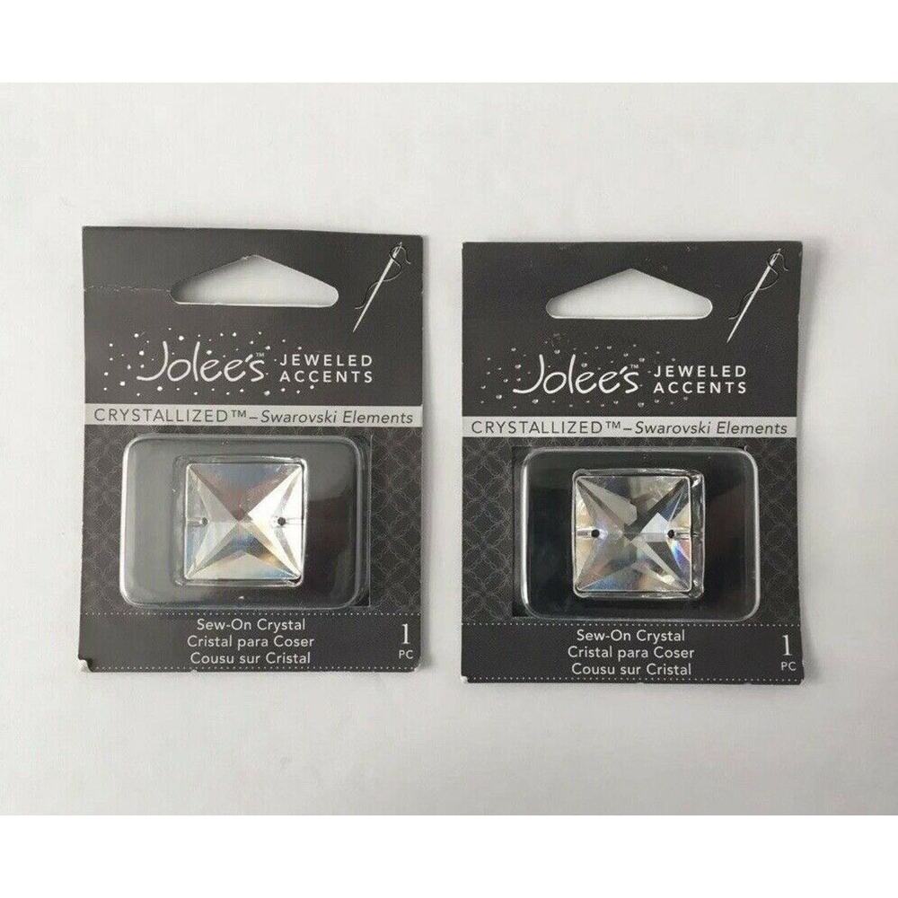 2 pk New Swarovski Crystal Jolees 3240 Square 2-hole Sew On Flat Back 22mm Clear